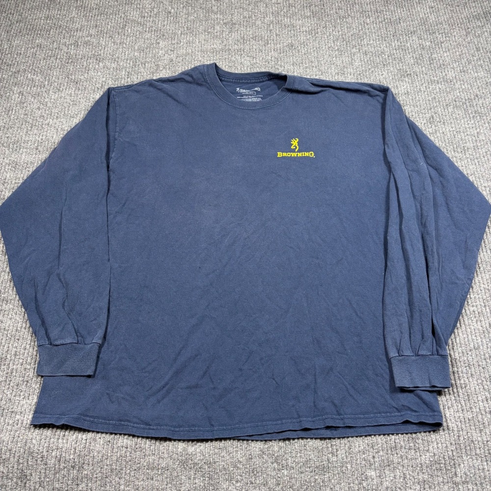 Browning Shirt Mens 2XL Blue Long Sleeve I Am The Trophy Graphic Cotton